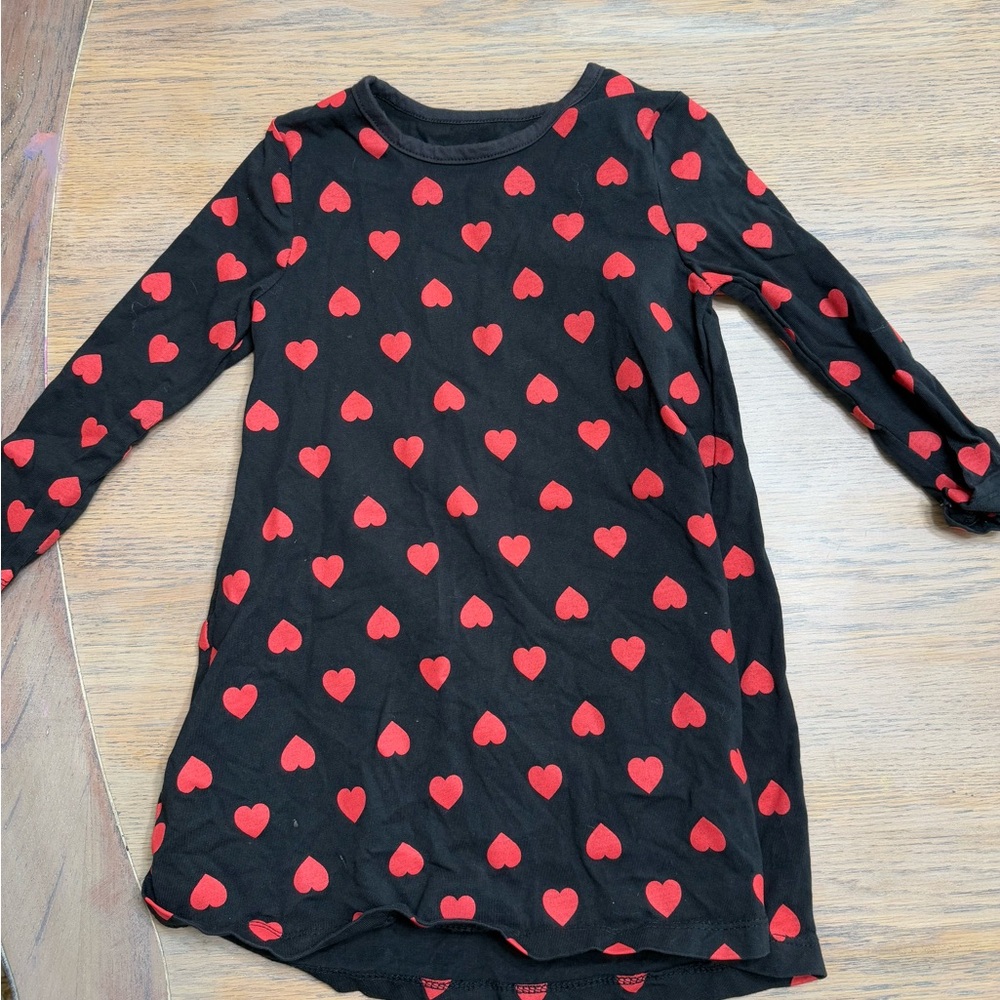 Black Dress with Red Heart Pattern
